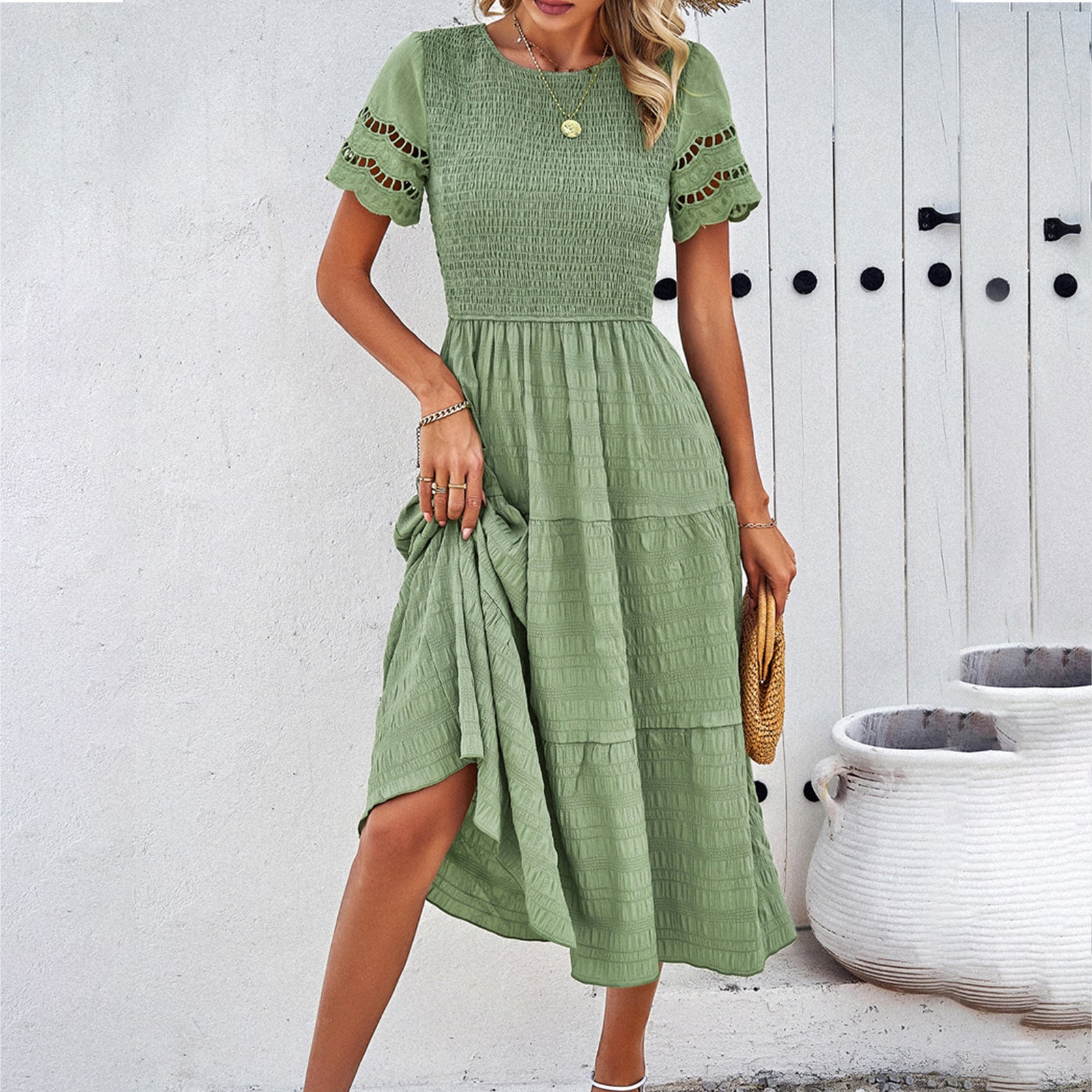 Leah | Smocked Tummy-Flattering Midi Dress