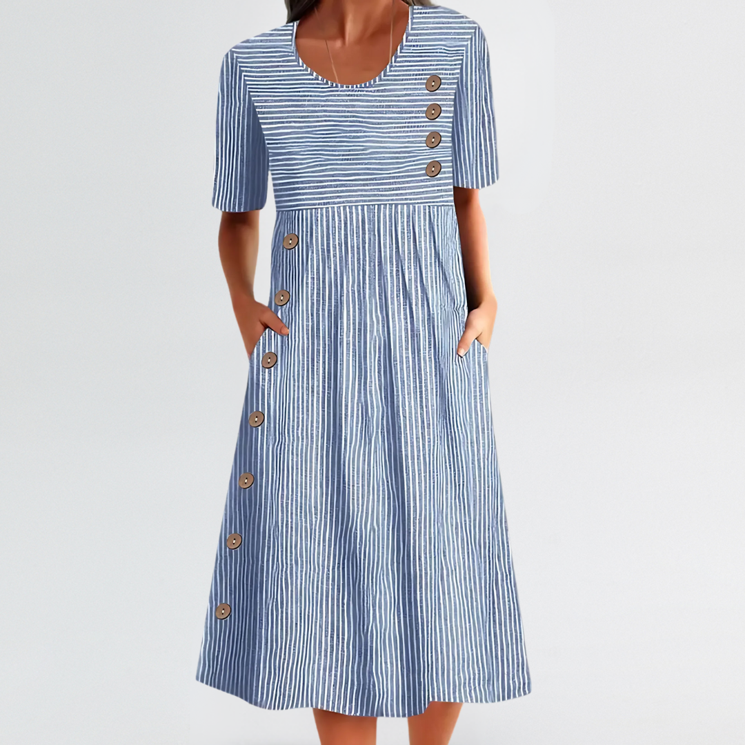 Edith | Breezy Striped Comfort with Flattering Button Detail