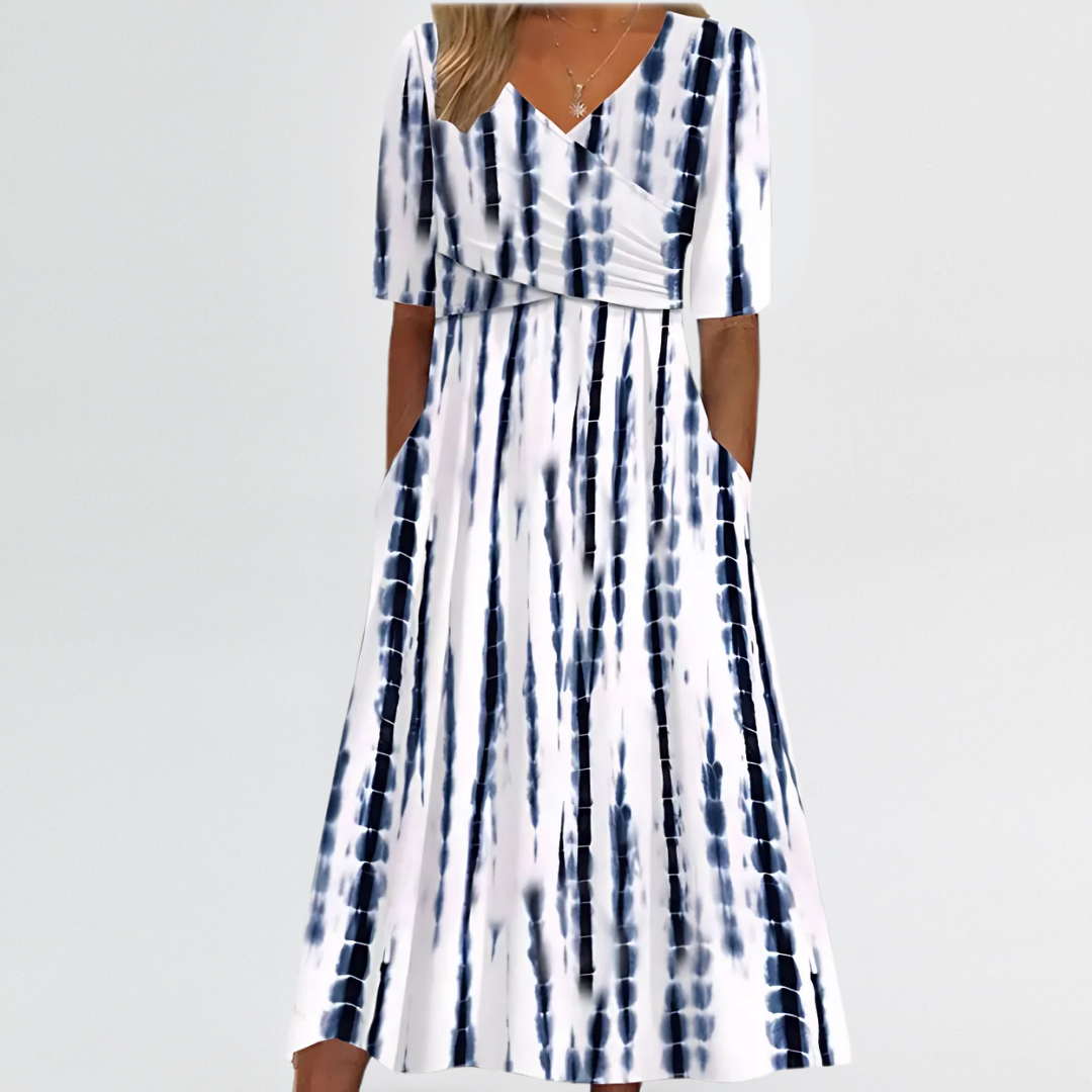 Eliza | Soft Floral V-Neck Dress with Tummy-Covering Wrap Detail