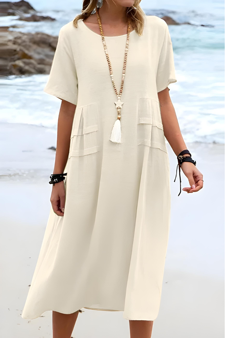 Sienna | Breezy Pocketed Midi Flattering Dress