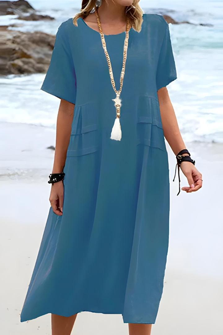 Sienna | Breezy Pocketed Midi Flattering Dress