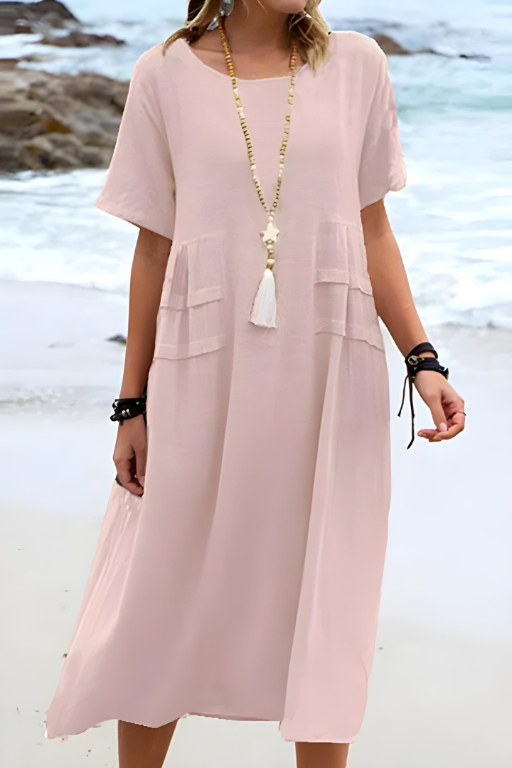 Sienna | Breezy Pocketed Midi Flattering Dress
