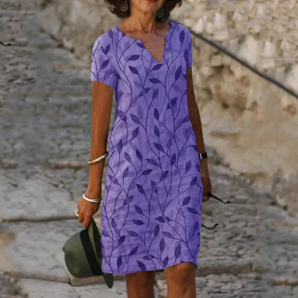 Avery | Elegant Leaf-Patterned Everyday Dress